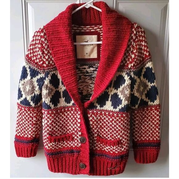 Vintage Hollister Cardigan Sweater Womens SZ M Chunky Knit Wool Blend NWT Y2K - Picture 1 of 10